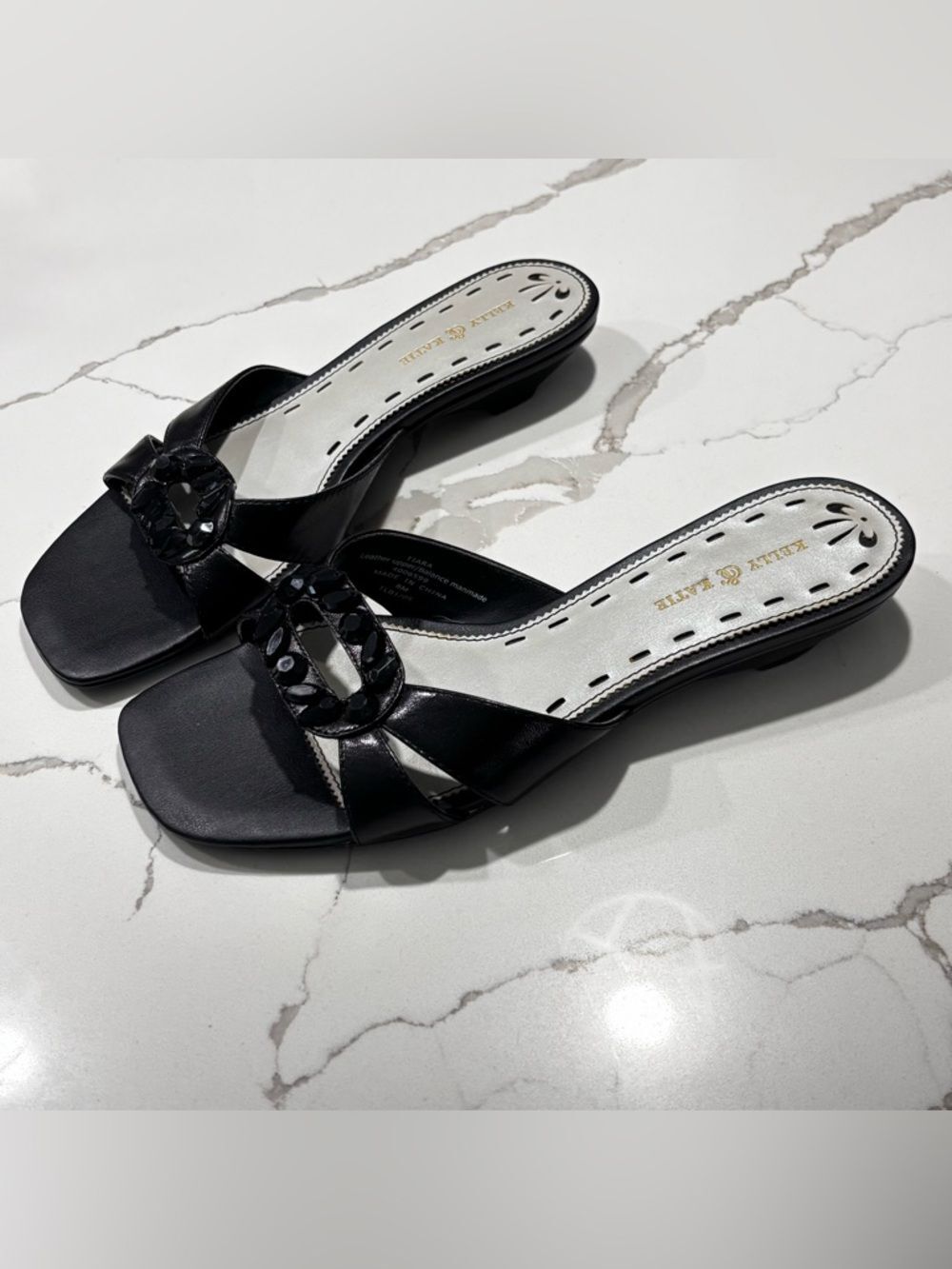 Kelly & Katie Vintage Tiara Black Beaded Slide Mules Women’s Sandals 8M